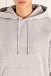 Saint Laurent Women's gray hoodie with logo - logo, melange. hood. 100% cotton. Closure: drawstring. Country of manufacture: Italy. Care: specialized cleaning - photo 5