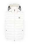 Moncler Жилет мужской с натуральным пухом белый - логотип. капюшон. 100% нейлон. молнии, кнопки. два боковых кармана. Утеплитель: пух . Страна производитель: Италия. Уход: специализированная чистка - фото 1