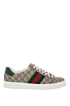 Gucci Сникеры кожаные мужские коричневые коричневые - патерн логотипа бренда. 100% натуральная кожа. шнурки. Страна производитель: Италия. Уход: специализированная чистка - фото 1