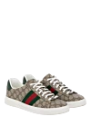 Gucci Сникеры кожаные мужские коричневые коричневые - патерн логотипа бренда. 100% натуральная кожа. шнурки. Страна производитель: Италия. Уход: специализированная чистка - фото 3