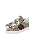 Gucci Сникеры кожаные мужские коричневые коричневые - патерн логотипа бренда. 100% натуральная кожа. шнурки. Страна производитель: Италия. Уход: специализированная чистка - фото 5