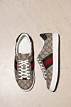 Сникеры кожаные мужские коричневые коричневые Gucci - патерн логотипа бренда. 100% натуральная кожа. шнурки. Страна производитель: Италия. Уход: специализированная чистка - фото 6