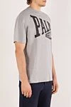 Palm Angels Gray men's T-shirt with large logo - brand logo. 100% cotton. Country of manufacture: Italy. Care: specialized cleaning - photo 3