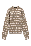 Balenciaga Women's brown jumper with logo - large brand logo pattern. 98% wool 2% polyamide. Country of manufacture: Italy. Care: specialized cleaning - photo 1