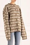 Balenciaga Women's brown jumper with logo - large brand logo pattern. 98% wool 2% polyamide. Country of manufacture: Italy. Care: specialized cleaning - photo 3