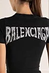 Футболка черная женская с рисунком Balenciaga - рисунок Париж . 100% хлопок. Страна производитель: Италия. Уход: специализированная чистка - фото 6