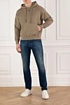 Зеленое худи мужское из хлопка с фактурной вышивкой Off-White - фактурная вышивка. капюшон. 100% хлопок. Карман: передний большой карман. Страна производитель: Италия. Уход: специализированная чистка - фото 2