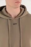 Off-White Зеленое худи мужское из хлопка с фактурной вышивкой - фактурная вышивка. капюшон. 100% хлопок. Карман: передний большой карман. Страна производитель: Италия. Уход: специализированная чистка - фото 5
