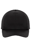 Saint Laurent Men's black cap made of cotton and linen - brand logo. 62% cotton, 38% linen. Country of manufacture: Italy. Care: specialized cleaning - photo 1