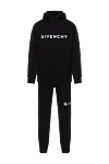 Givenchy Men's black walking suit with hood - brand logo on the chest and on the leg. 100% cotton. zipper, drawstring. two side pockets. Country of manufacture: Italy. Care: specialized cleaning - photo 1