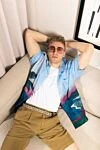 Gucci Ремень кожаный мужской с бежевым логотипом. - паттерн логотипа бренда. 100% натуральная кожа. пряжка. Страна производитель: Италия. Уход: специализированная чистка - фото 7