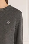 Gucci Gray wool and cashmere sweater for women - brand logo. 80% wool, 20% cashmere. Country of origin: Italy. Care: specialized cleaning - photo 5