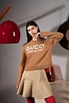 Gucci Коричневый шерстяной джемпер женский с логотипом - логотип бренда. 100% шерсть. Страна производитель: Италия. Уход: специализированная чистка - фото 7