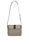 Сумка через плечо мужская бежевая с логотипом Gucci - логотип бренда. 100% канва. Ремень: плечевой ремень.  молния. Страна производитель: Италия. Уход: специализированная чистка - фото 4