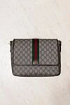 Сумка через плечо мужская бежевая с логотипом Gucci - логотип бренда. 100% канва. Ремень: плечевой ремень.  молния. Страна производитель: Италия. Уход: специализированная чистка - фото 6