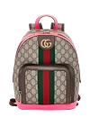 Gucci Рюкзак женский Ophidia с логотипом GG - фурнитура золотистого цвета, логотип Double G, красно-зеленая полоса Web. ткань на основе хлопка и льна. Ремень: регулируемые плечевые ремни. Размер: Ш 22 х В 29 х Г 15 см. карман на молнии спереди, внутренний карман на молнии. молния. Страна производитель: Италия. Уход: специализированная чистка - фото 1