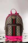 Рюкзак женский Ophidia с логотипом GG Gucci - фурнитура золотистого цвета, логотип Double G, красно-зеленая полоса Web. ткань на основе хлопка и льна. Ремень: регулируемые плечевые ремни. Размер: Ш 22 х В 29 х Г 15 см. карман на молнии спереди, внутренний карман на молнии. молния. Страна производитель: Италия. Уход: специализированная чистка - фото 6