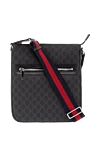 Сумка через плечо GG мужская черная Gucci - красно-синяя полоса Web. 100% канва. молния. Размер: Ш 27 x В 30 x Г 4,5 см. карман на молнии спереди. . Страна производитель: Италия. Уход: специализированная чистка - фото 4