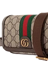 Gucci Мини-сумка Ophidia с логотипом Double G - логотипом Double G, полоса WEB, Фурнитура золотистого цвета. 100% текстиль GG Supreme бежевого цвета . Размер: Ш 18,5 х В 10 х Г 5,5 см. Ремень: съемный регулируемый плечевой ремень высотой 55 см.  магнитная застежка. Страна производитель: Италия. Уход: специализированная чистка - фото 5