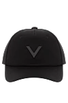 Valentino Men's black cotton cap - letter V logo. 98% cotton, 2% elastane. Country of manufacture: Italy. Care: specialized cleaning - photo 1