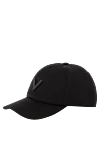 Valentino Men's black cotton cap - letter V logo. 98% cotton, 2% elastane. Country of manufacture: Italy. Care: specialized cleaning - photo 3