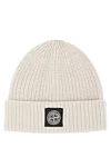 Stone Island Men's wool beige ribbed hat - brand logo. 100% wool. Country of manufacture: Italy. Care: specialized cleaning - photo 1