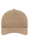 Saint Laurent Men's beige cap made of cotton and linen - brand logo. 75% cotton, 25% linen. Country of manufacture: Italy. Care: specialized cleaning - photo 1