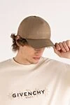 Men's beige cap made of cotton and linen Saint Laurent - brand logo. 75% cotton, 25% linen. Country of manufacture: Italy. Care: specialized cleaning - photo 2