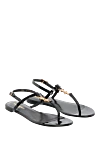 Saint Laurent Black women's sandals made of genuine leather - brand logo. 100% genuine leather. buckle. Country of manufacture: Italy. Care: specialized cleaning - photo 3