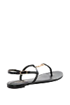 Black women's sandals made of genuine leather Saint Laurent - brand logo. 100% genuine leather. buckle. Country of manufacture: Italy. Care: specialized cleaning - photo 4