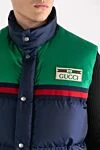 Gucci Жилет мужской дутый сине-зеленый - двух цветный дизайн, логотип. 100% полиамид. молнии, кнопки. два боковых кармана . Страна производитель: Италия. Уход: специализированная чистка - фото 5