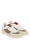 Gucci Women's sneakers, beige, made of cotton and leather - brand logo. 50% natural leather, 50% cotton. Closure: laces. Country of manufacture: Italy. Care: specialized cleaning - photo 3