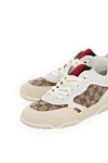 Gucci Women's sneakers, beige, made of cotton and leather - brand logo. 50% natural leather, 50% cotton. Closure: laces. Country of manufacture: Italy. Care: specialized cleaning - photo 5