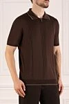 Svevo Men's brown polo with zipper - contrast edging . 100% cotton. Closure: zipper. Country of manufacture: Italy. Care: specialized cleaning - photo 3