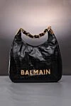 Balmain Большая мягкая сумка-хобо из тисненой мятой телячьей кожи с монограммой PB Labyrinth - металлический логотип, золотая фурнитура. 100% телячья кожа. Ручки: ручки-цепочки, переплетенные кожей. Размер: 5,5 x 45,5 x 38 см. карман для карт из тисненой кожи. магнитная застежка. Страна производитель: Франция. Уход: специализированная чистка - фото 7