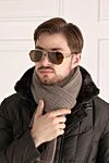 Очки солнцезащитные мужские Pilote Santos Cartier - логотип бренда, вставка из кожи на переносице. коричневые. . Страна производитель: Франция. Уход: специализированная чистка - фото 2