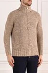 Brunello Cucinelli Кардиган мужской бежевый теплый  - 29% альпака, 23% хлопок, 20% полиамид, 13% шерсть. молния. Страна производитель: Италия. Уход: специализированная чистка - фото 3