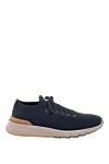 Brunello Cucinelli Men's blue wool sneakers - logo on the heel. 100% wool. Closure: laces. Country of manufacture: Italy. Care: specialized cleaning - photo 1