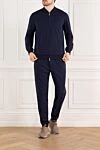 Спортивный костюм мужской синий в тонкую полоску Brunello Cucinelli - узор тонкая полоска. 87% хлопок, 8% кашемир, 5% шелк. молния. Страна производитель: Италия. Уход: специализированная чистка - фото 2