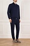 Brunello Cucinelli Спортивный костюм мужской синий в тонкую полоску - узор тонкая полоска. 87% хлопок, 8% кашемир, 5% шелк. молния. Страна производитель: Италия. Уход: специализированная чистка - фото 3
