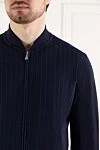 Brunello Cucinelli Спортивный костюм мужской синий в тонкую полоску - узор тонкая полоска. 87% хлопок, 8% кашемир, 5% шелк. молния. Страна производитель: Италия. Уход: специализированная чистка - фото 5