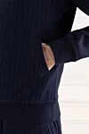 Спортивный костюм мужской синий в тонкую полоску Brunello Cucinelli - узор тонкая полоска. 87% хлопок, 8% кашемир, 5% шелк. молния. Страна производитель: Италия. Уход: специализированная чистка - фото 6