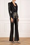 Balmain Костюм с брюками женский кожаный черный - фирменные пуговицы. 100% натуральная кожа. молния. два боковых кармана, один нагрудный карман. Страна производитель: Италия. Уход: специализированная чистка - фото 3