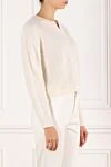 Fleur de Paris Women's white cashmere cardigan - 100% cashmere. Closure: buttons. Country of manufacture: Italy. Care: specialized cleaning - photo 3