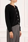 Fleur de Paris Black women's cashmere cardigan - 100% cashmere. Closure: buttons. Country of manufacture: Italy. Care: specialized cleaning - photo 3