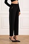 Fleur de Paris Women's wide trousers black - 51% polyester, 39% modal, 10% spandex. Closure: elastic. two front pockets. Country of manufacture: Italy. Care: specialized cleaning - photo 3