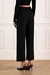 Women's wide trousers black Fleur de Paris - 51% polyester, 39% modal, 10% spandex. Closure: elastic. two front pockets. Country of manufacture: Italy. Care: specialized cleaning - photo 4