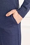 Cesare di Napoli Men's blue wool trousers with drawstring - 100% wool. zipper, drawstring. two side pockets, two back with buttons. Country of manufacture: Italy. Care: specialized cleaning - photo 5