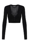 Dolce & Gabbana Black short cardigan for women with neckline - 100% wool. Closure: buttons. Country of manufacture: Italy. Care: specialized cleaning - photo 1