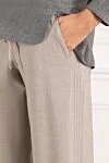 Panicale Women's beige drawstring trousers - 96% wool, 4% elastane. Closure: drawstring. two front pockets. Country of manufacture: Italy. Care: specialized cleaning - photo 5